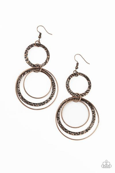 Eclipsed Edge - copper - Paparazzi earrings