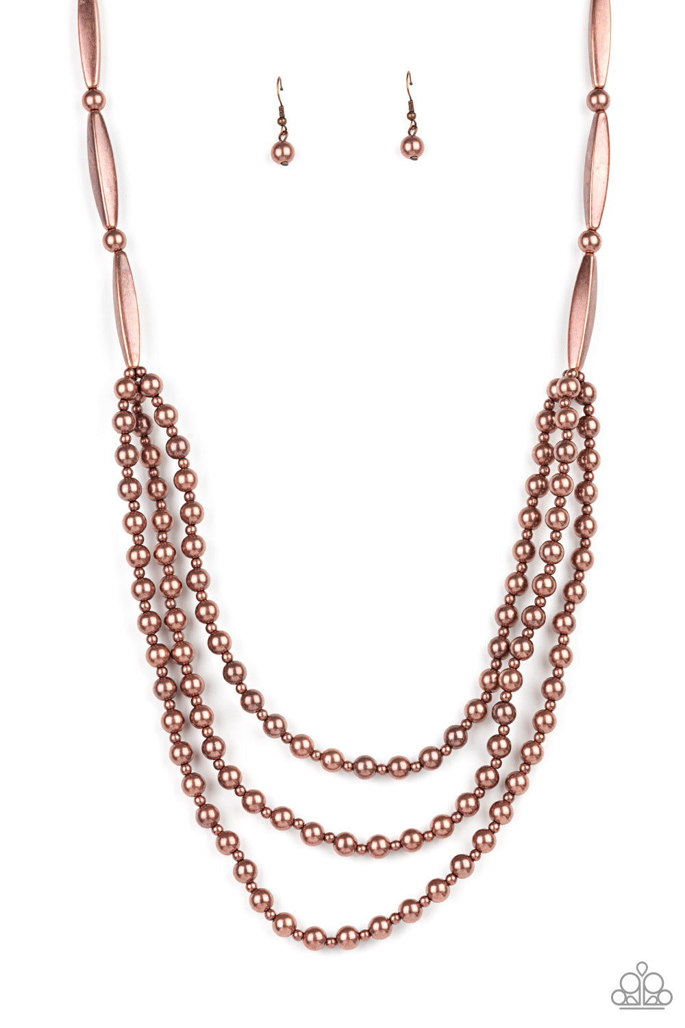 Paparazzi Necklace 💎 Beaded Beacon - Copper
